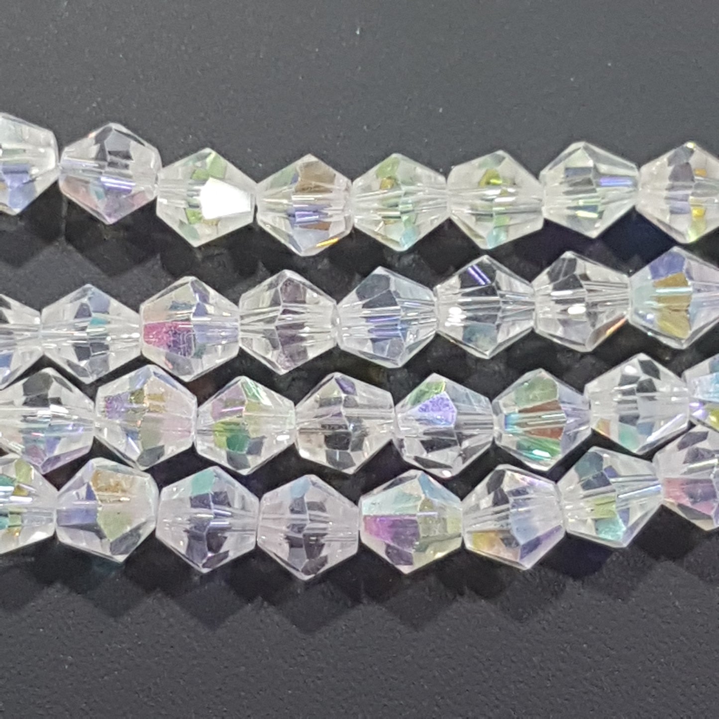 8mm Clear AB Glass Bicones