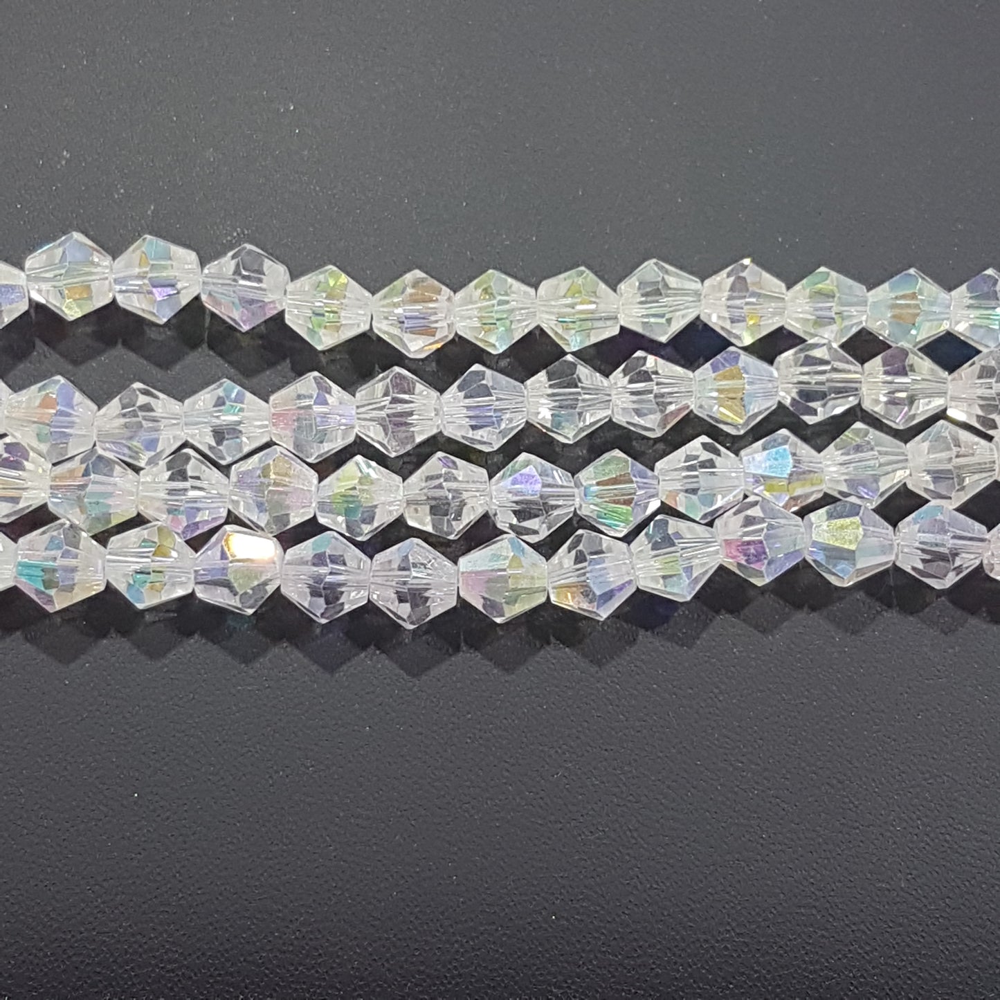 8mm Clear AB Glass Bicones