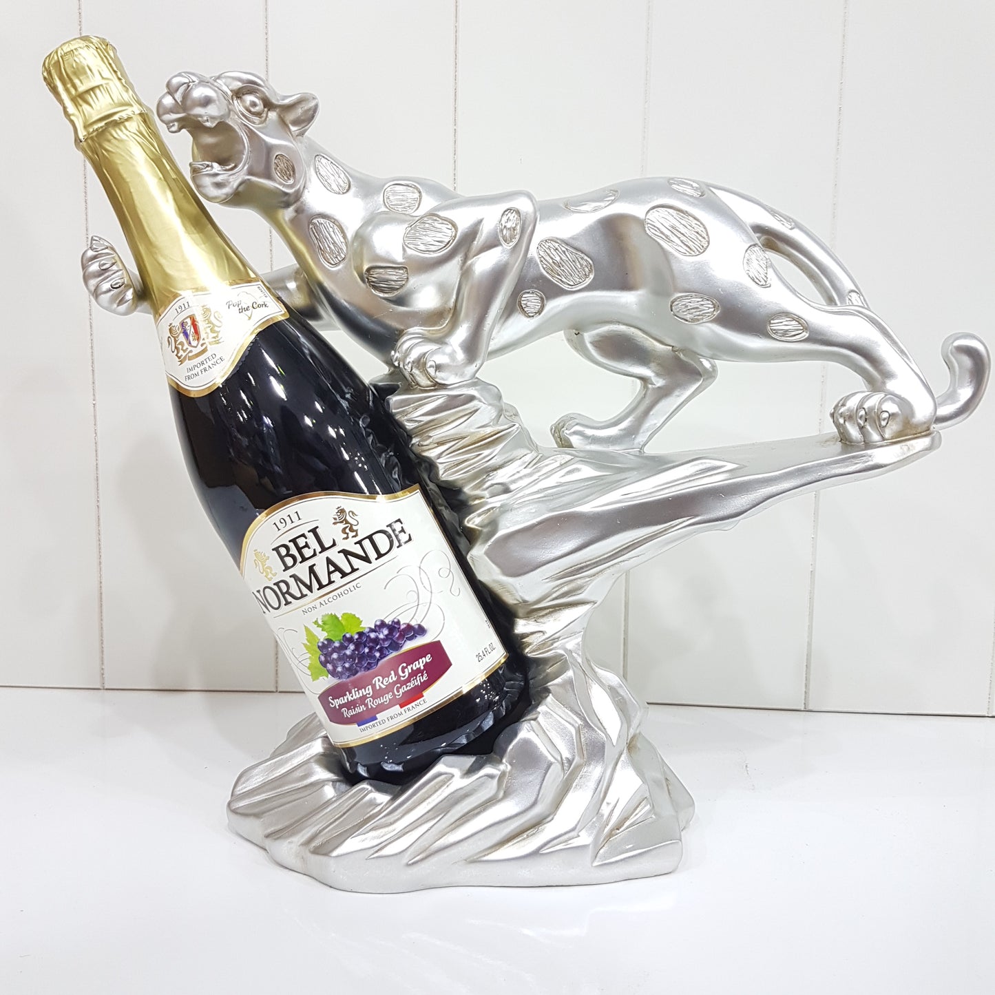 Silver Jaguar Wine Holder