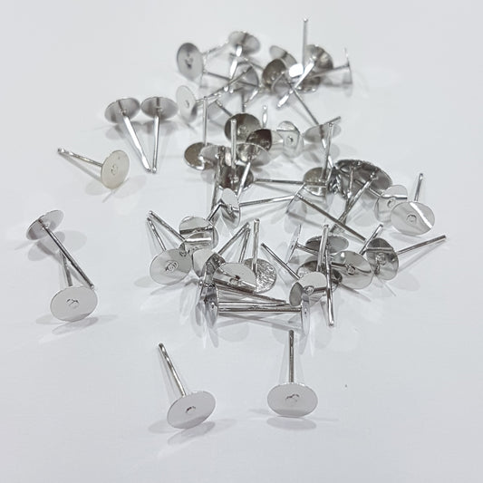50pc Platinum Silver Earring Posts
