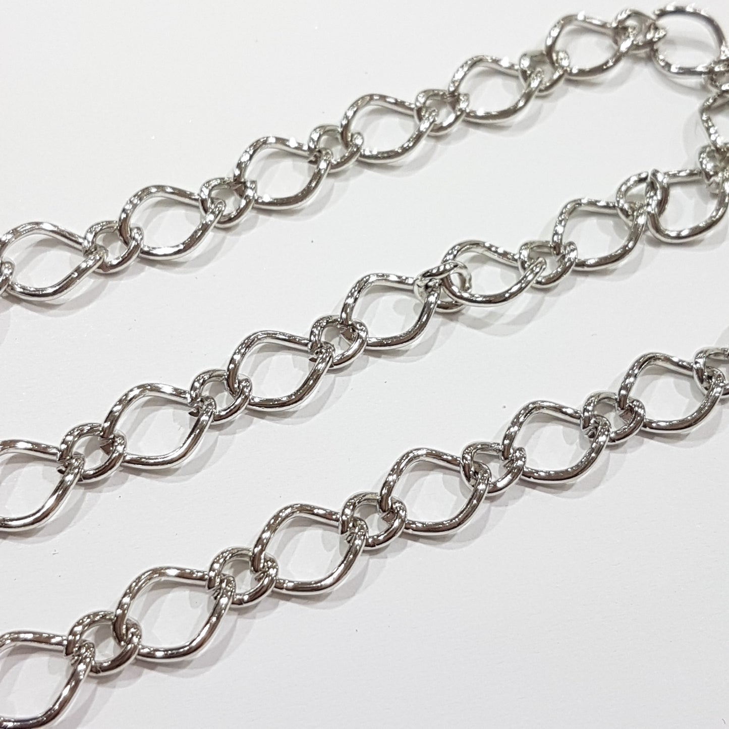 1M Platinum Silver Figaro Chain