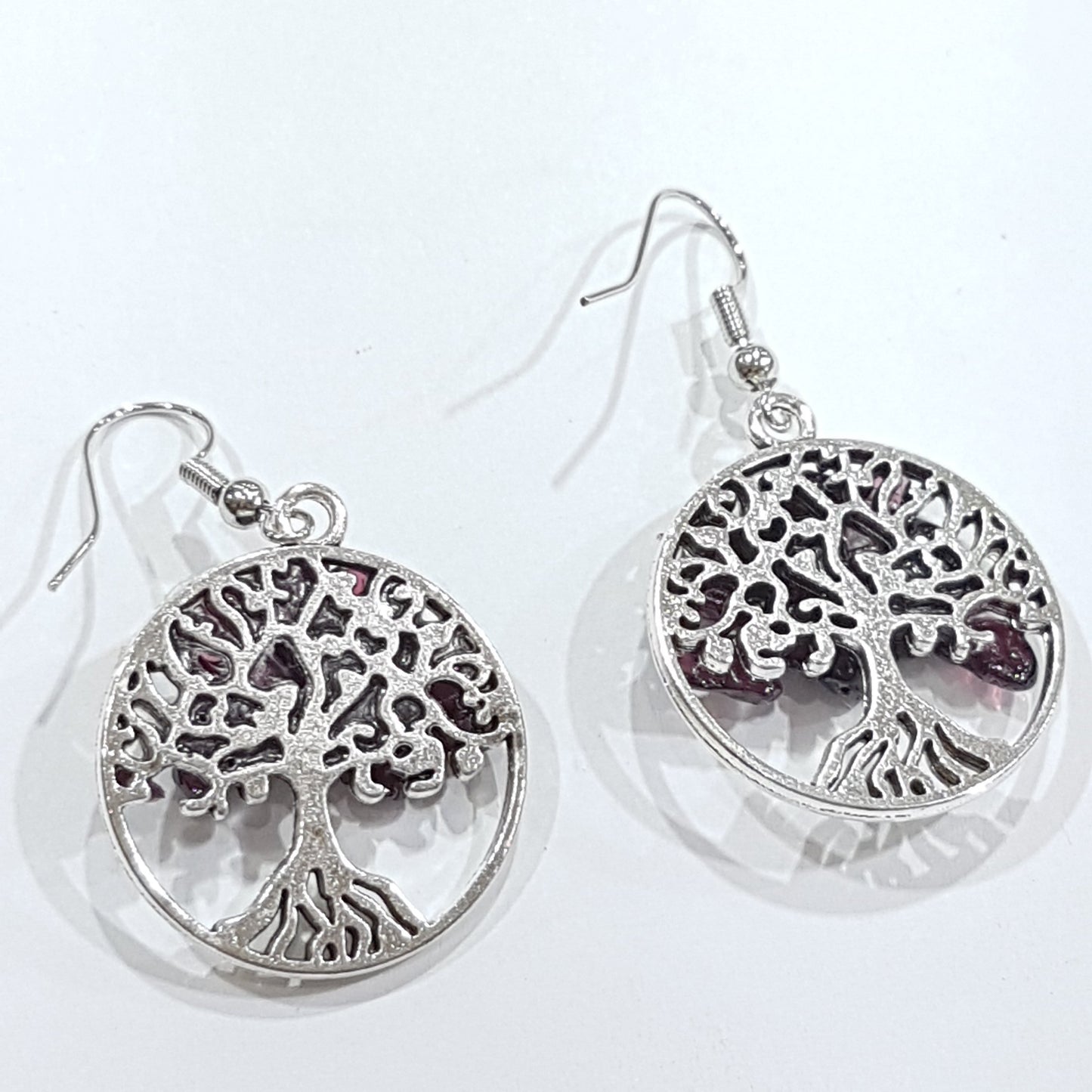 Garnet Tree Of Life Earrings