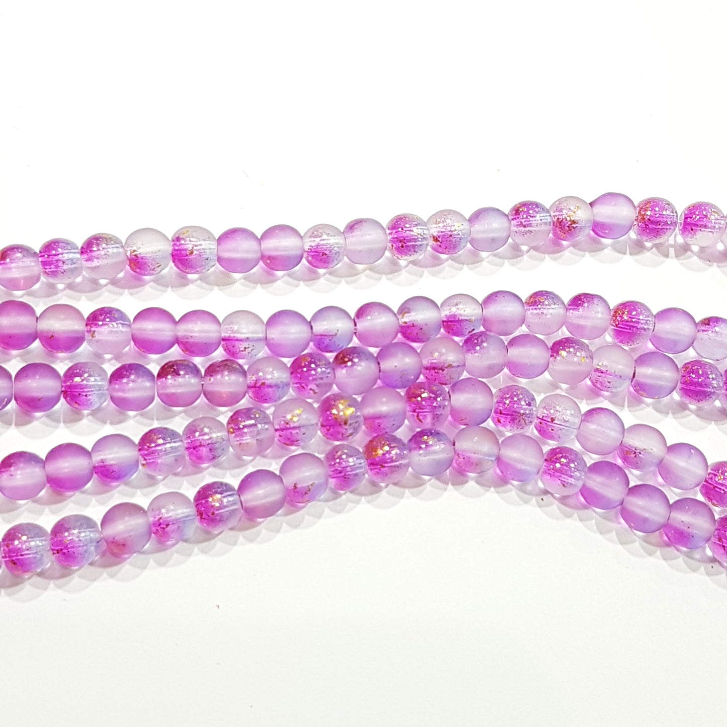 6mm Purple Frosted Glitter Glass Beads