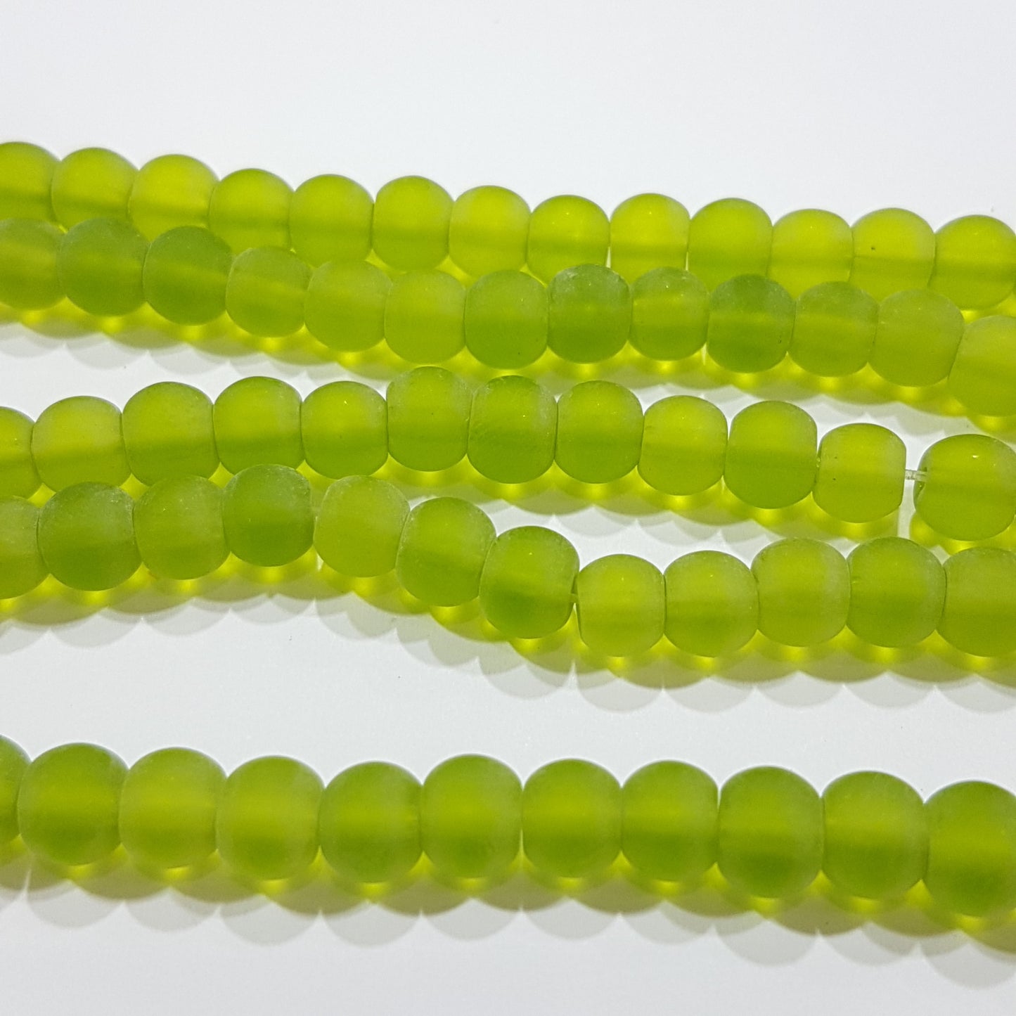 6mm Green Frosted Glass Beads