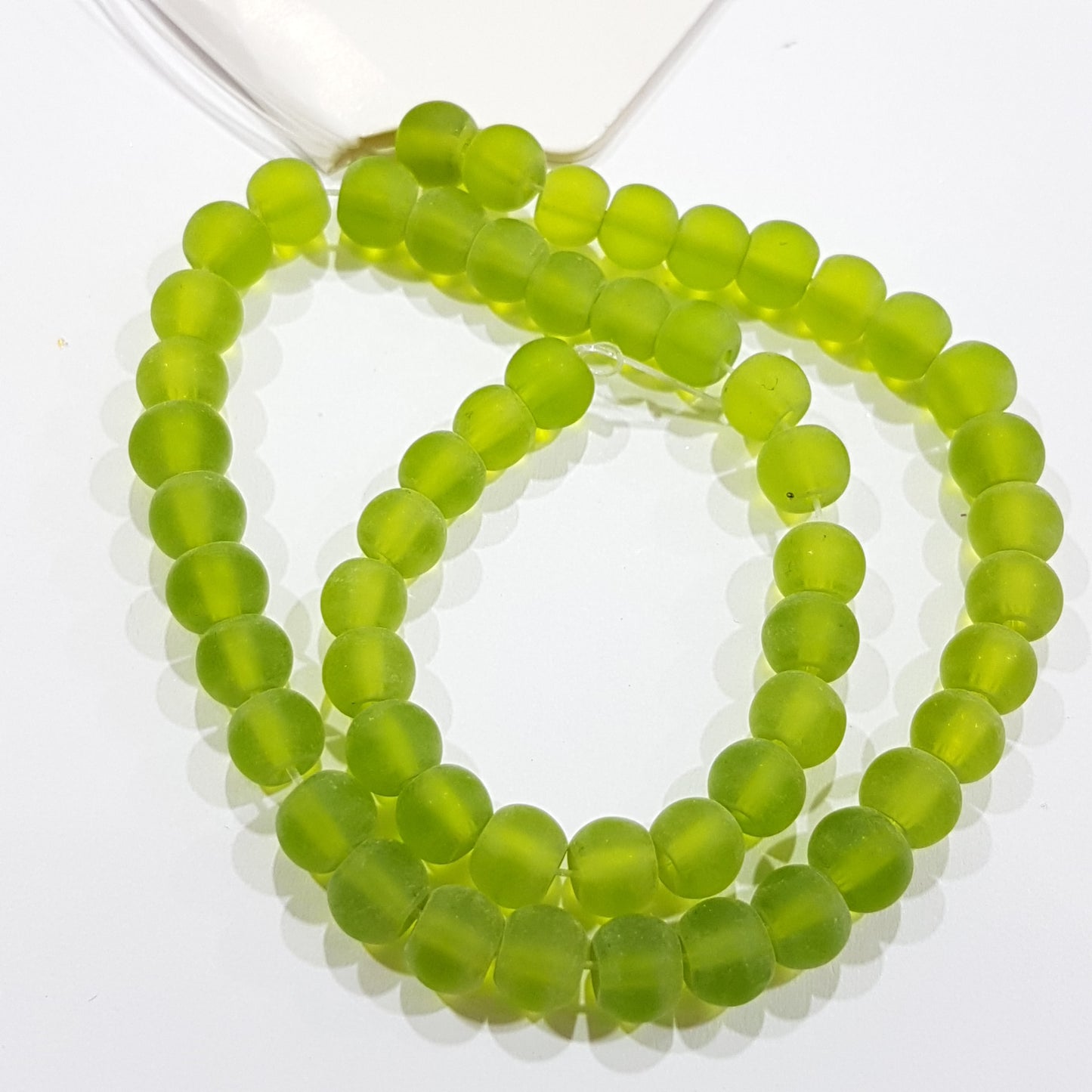 6mm Green Frosted Glass Beads
