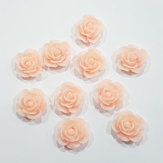 10pc Peach Resin Flower Cabochons