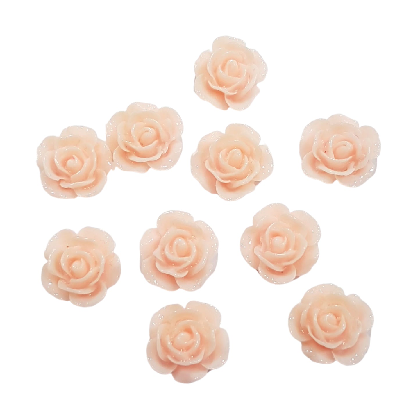 10pc Peach Resin Flower Cabochons