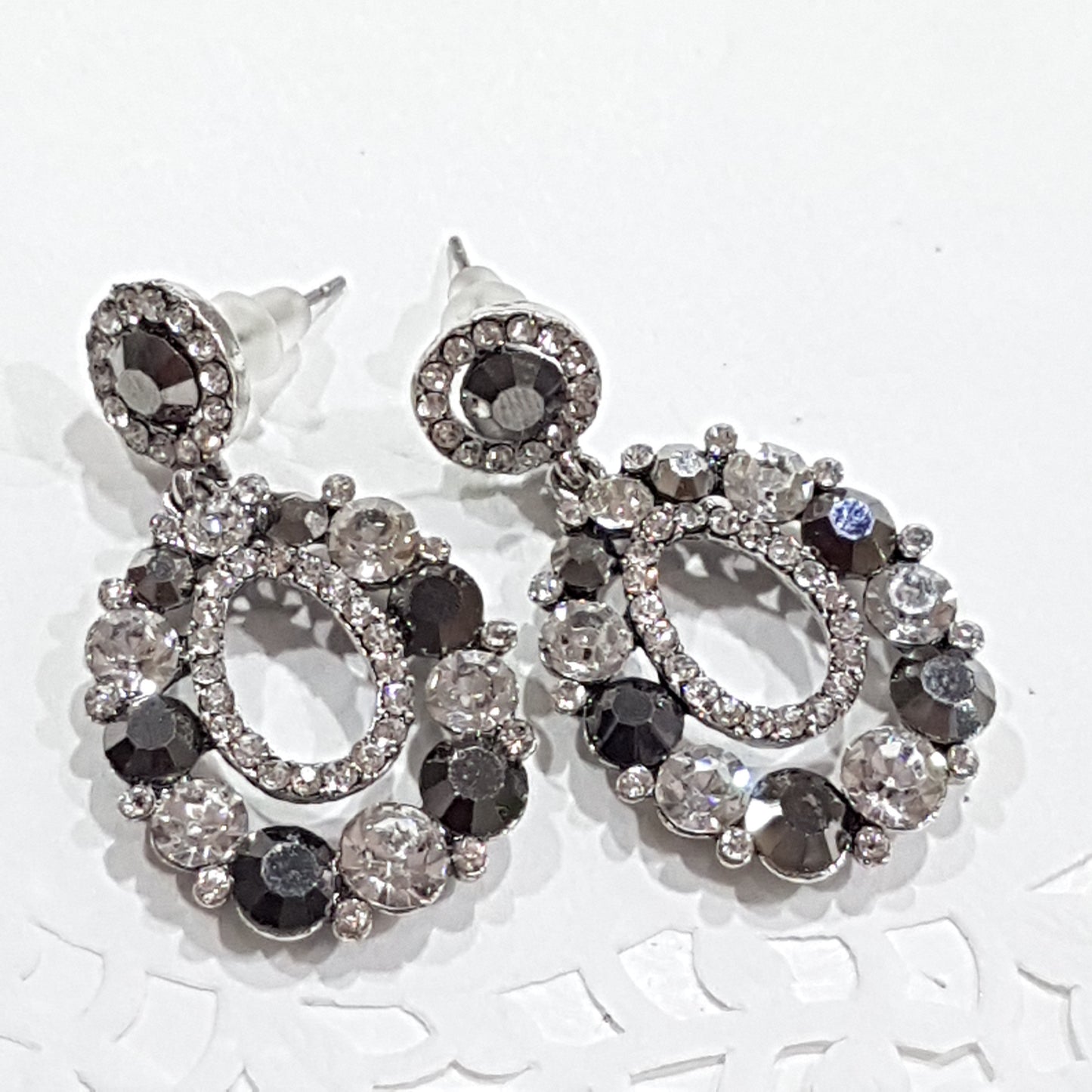 Grey Diamante Rhinestone Earrings