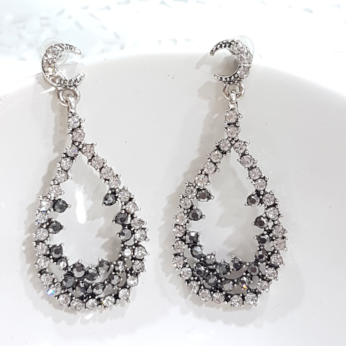 Rhinestone Encrusted Tear Drop Earrings