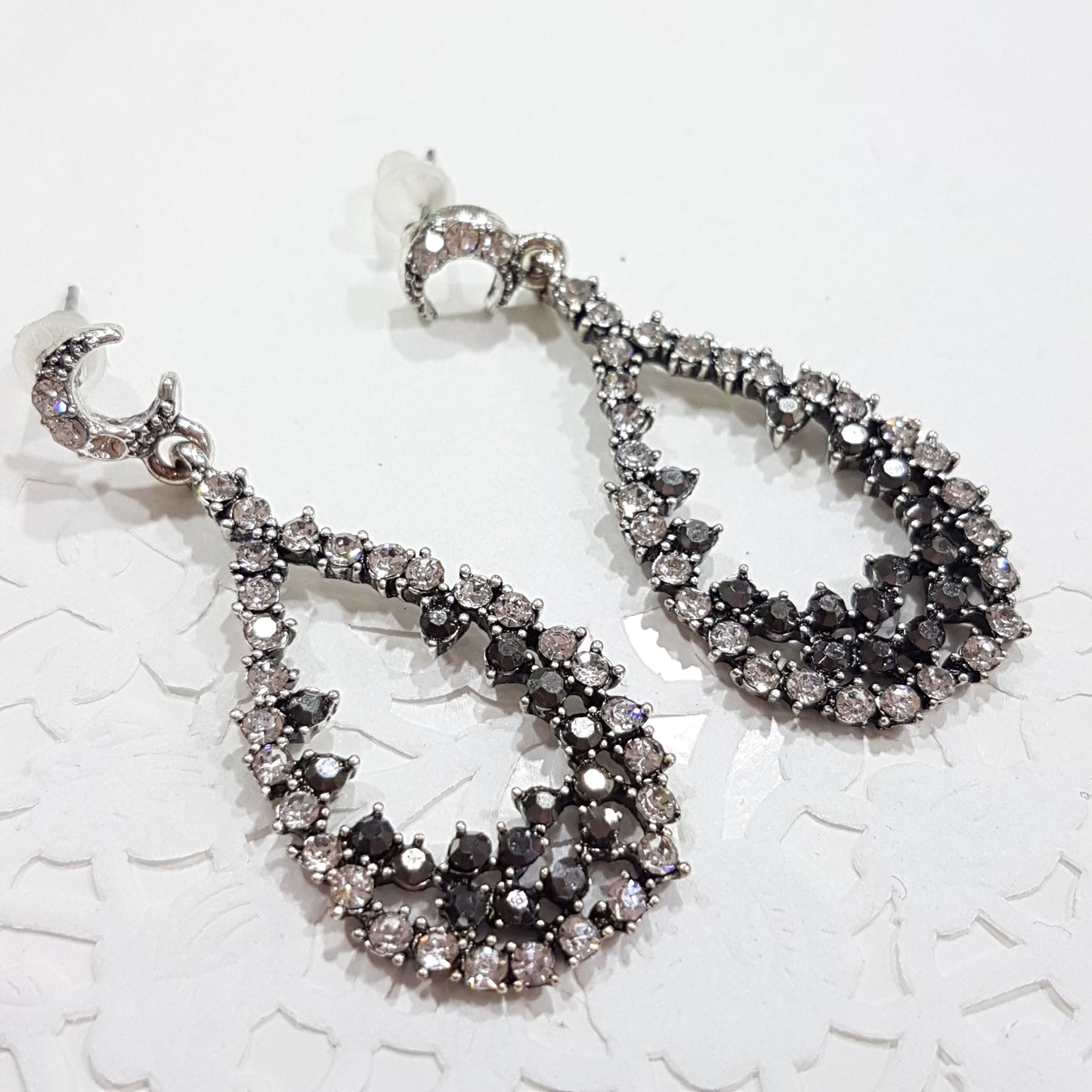 Rhinestone Encrusted Tear Drop Earrings