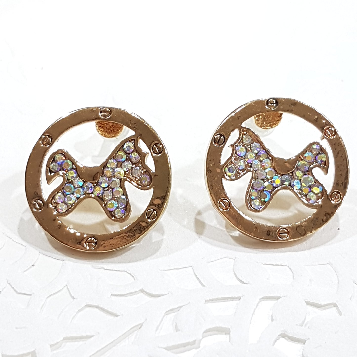 Rhinestone Scottie Dog Earring