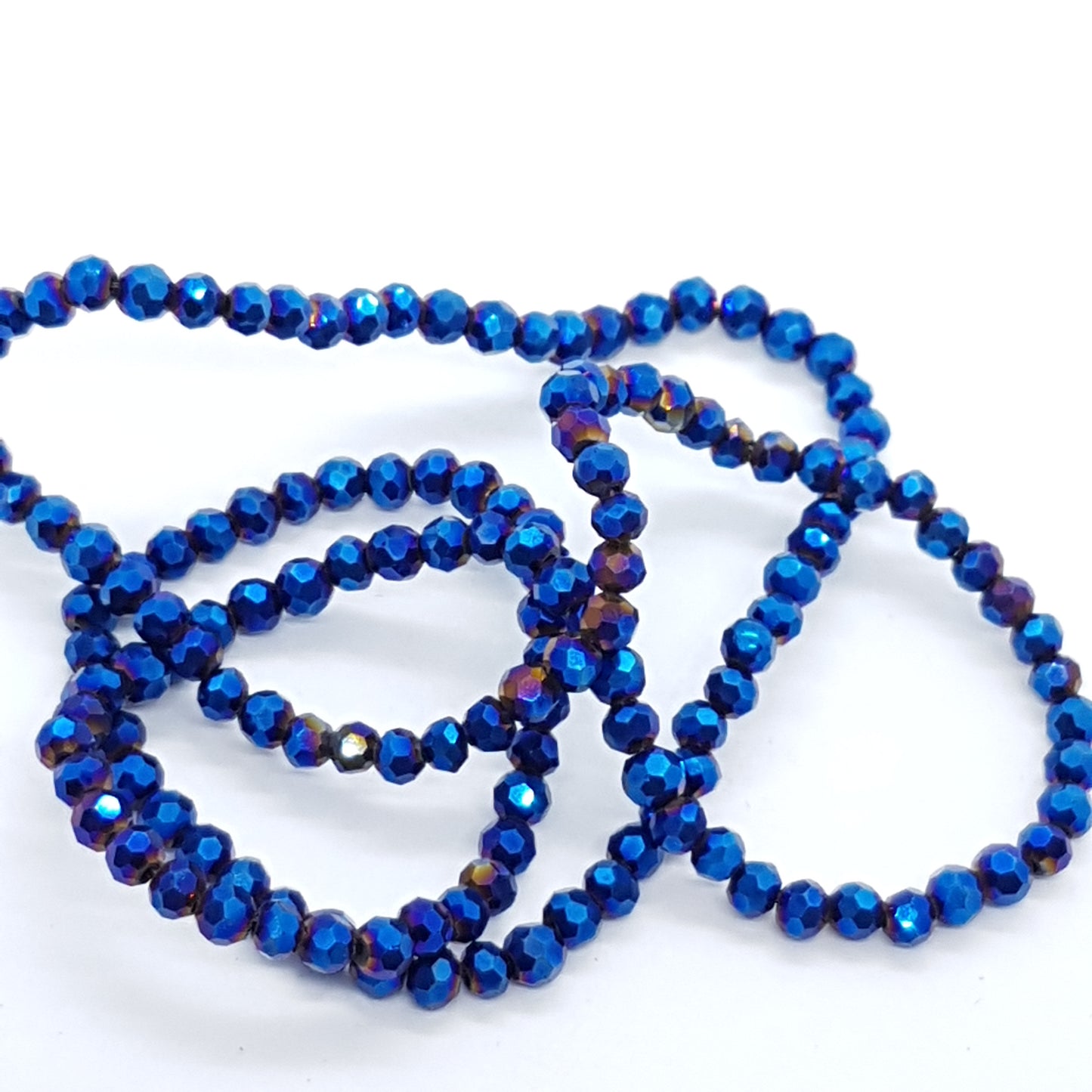 Metallic Blue Crystal Rondelle Beads
