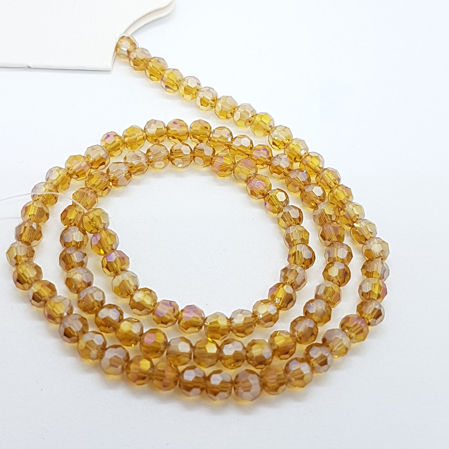 Golden Amber Faceted Round Crystal Beads