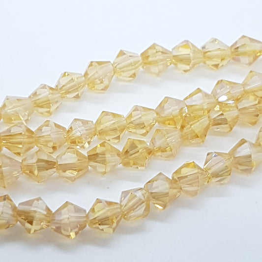 4mm Light Gold Crystal Glass AB Bicones