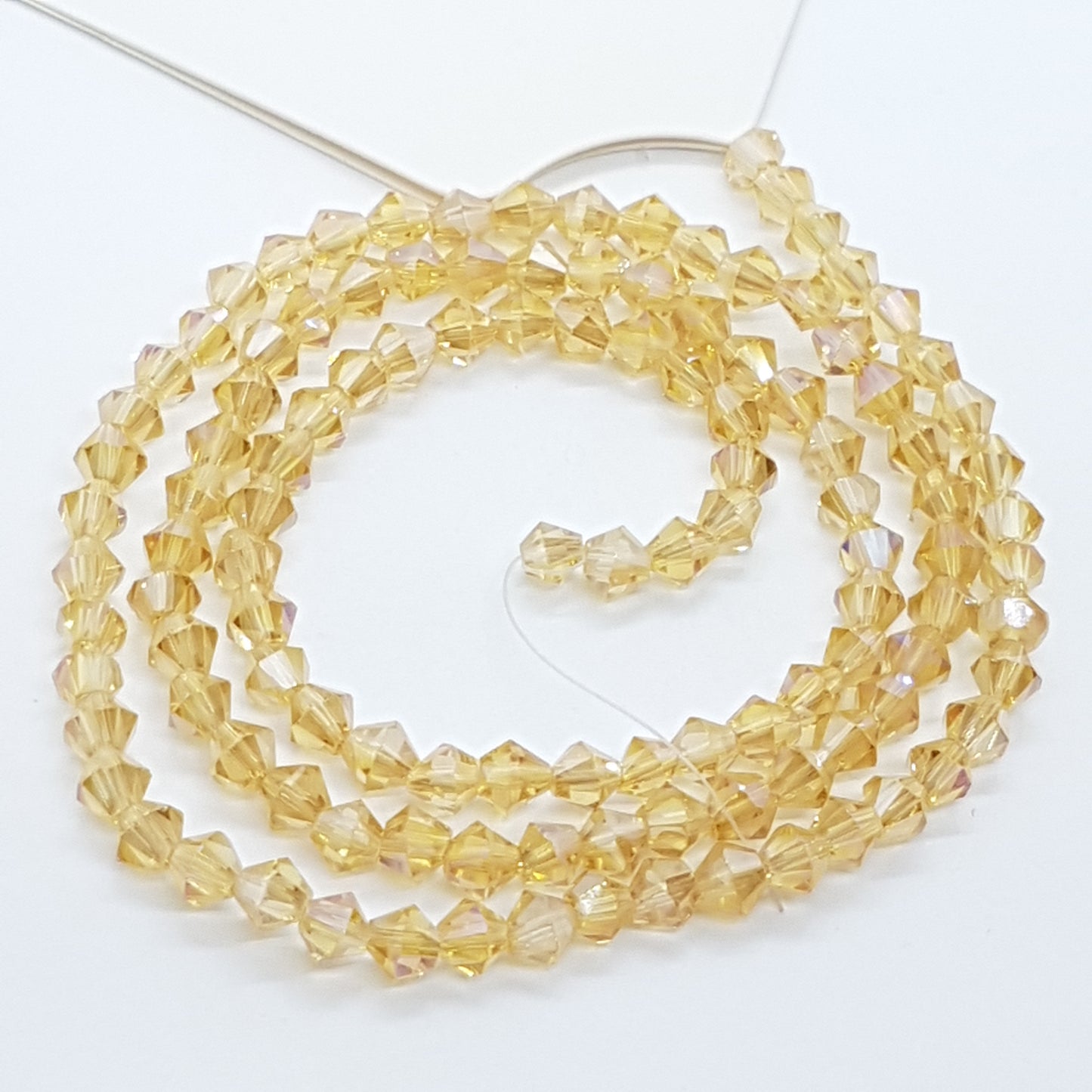 LAST 1! 4mm Light Gold Crystal Glass AB Bicones