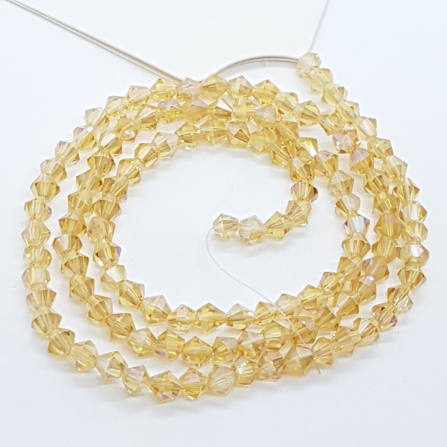 4mm Light Gold Crystal Glass AB Bicones