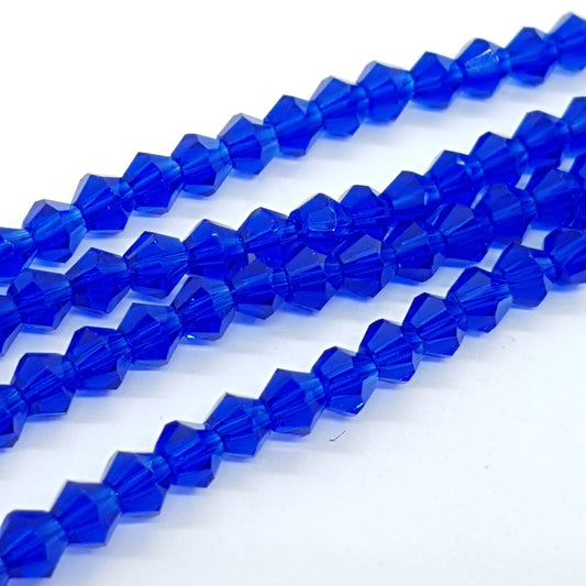 4mm Cobalt Blue Crystal Glass Bicones