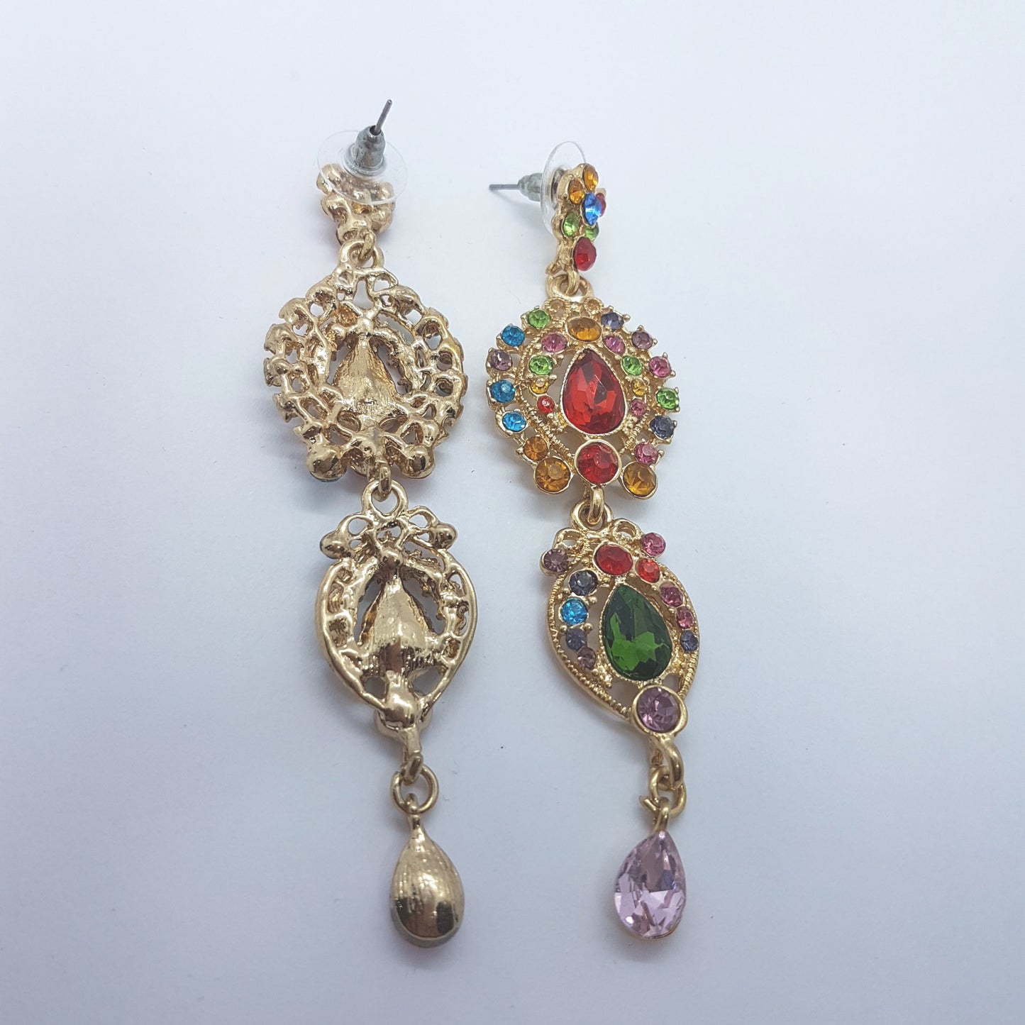Multicolour Long Rhinestone Earrings