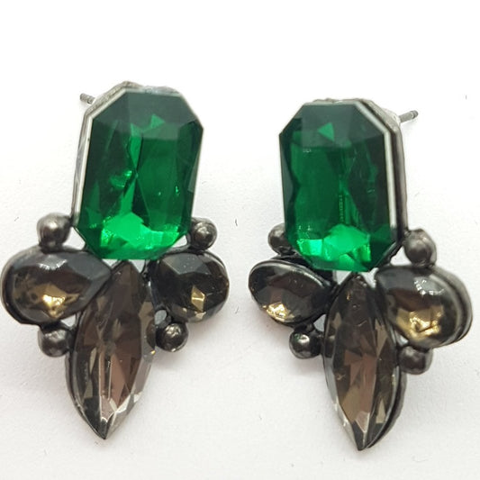 Emerald Rhinestone Stud Earrings