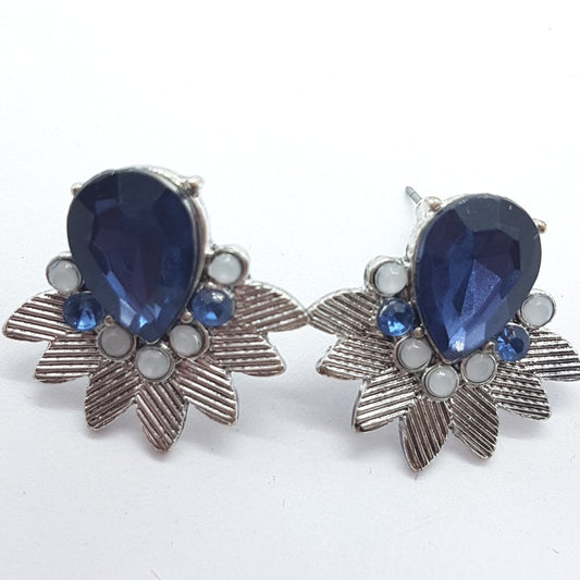 Blue Rhinestone Stud Earrings