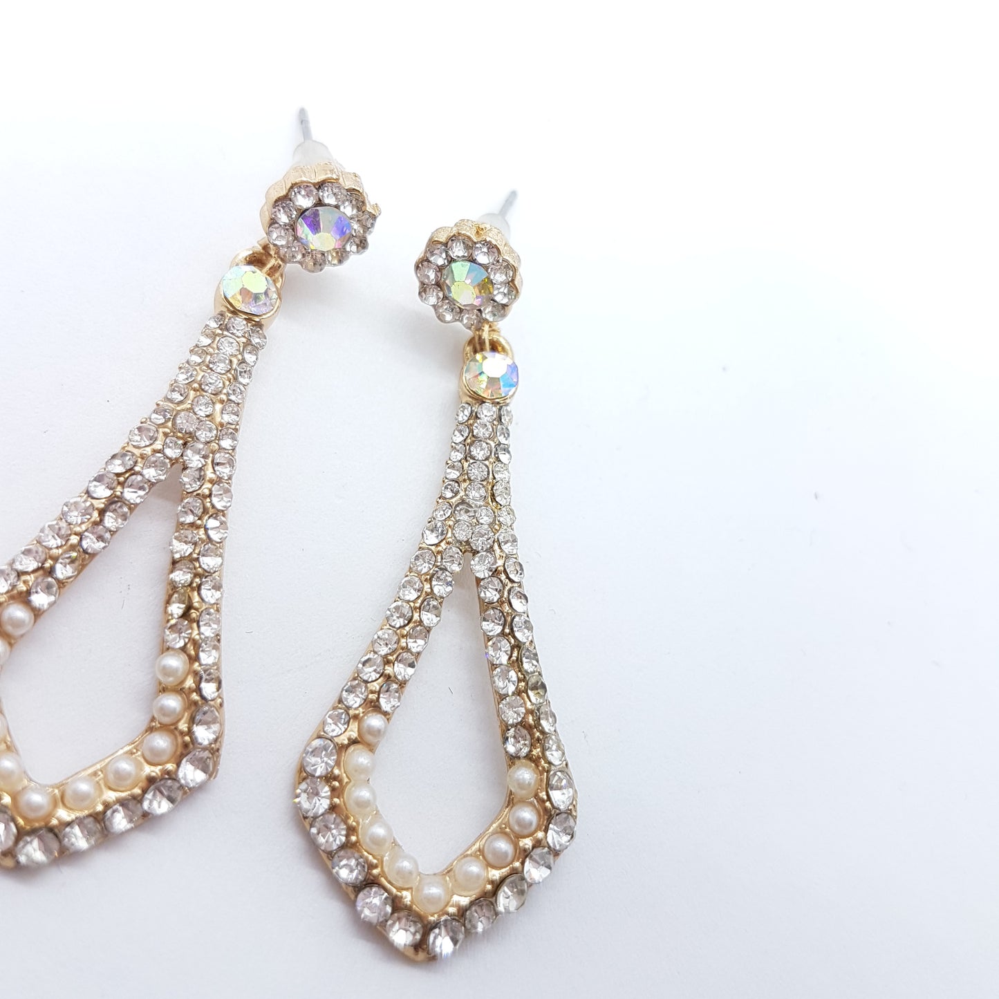 Rhinestone Pearl Drop Earrings