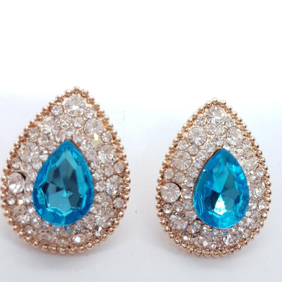 Large Tear Drop Rhinestone Earrings