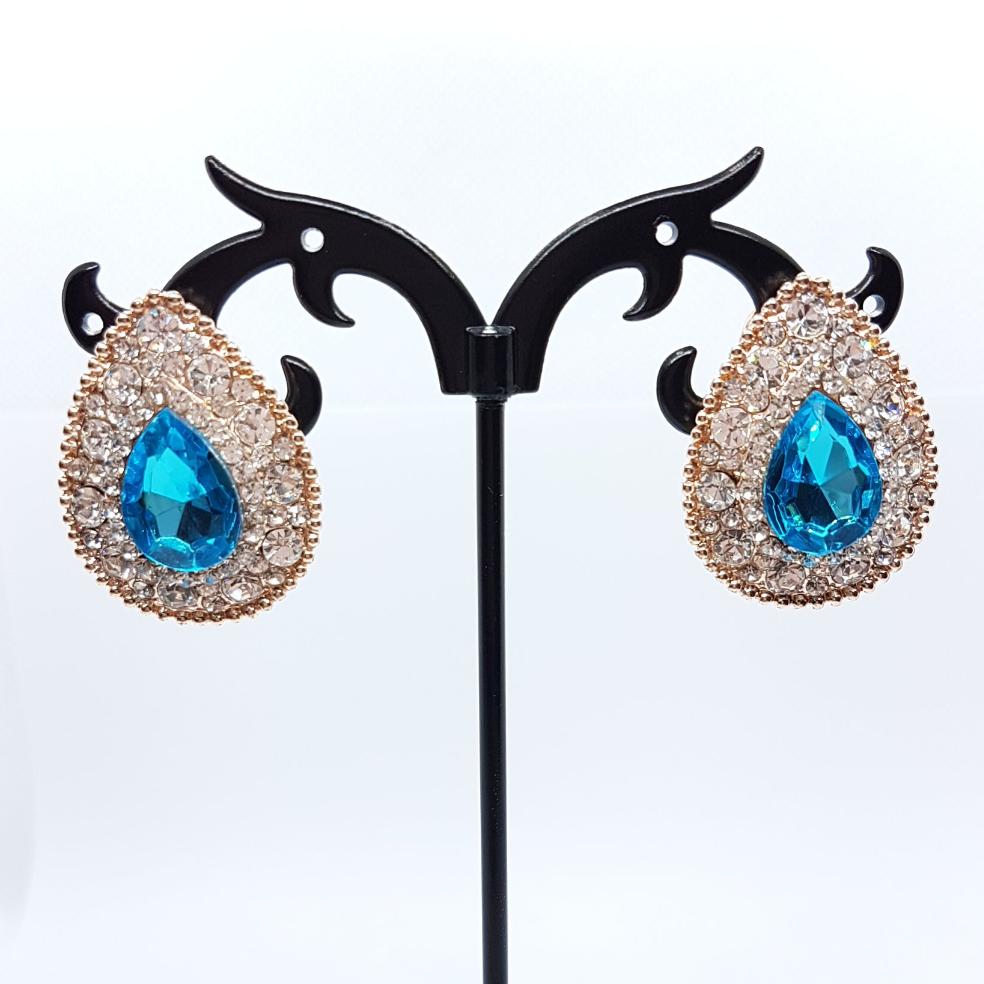 Large Tear Drop Rhinestone Earrings