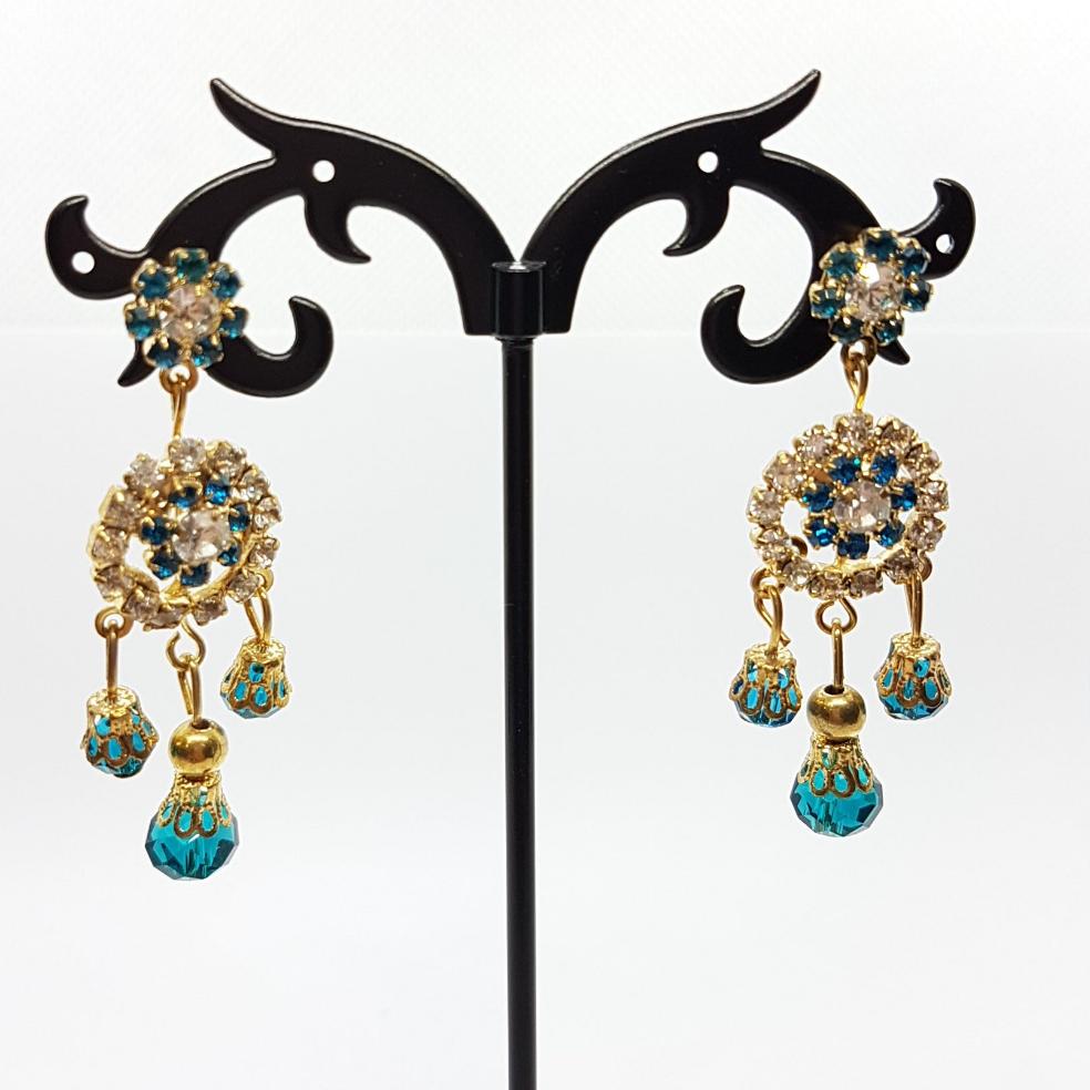 Blue Rhinestone Earrings