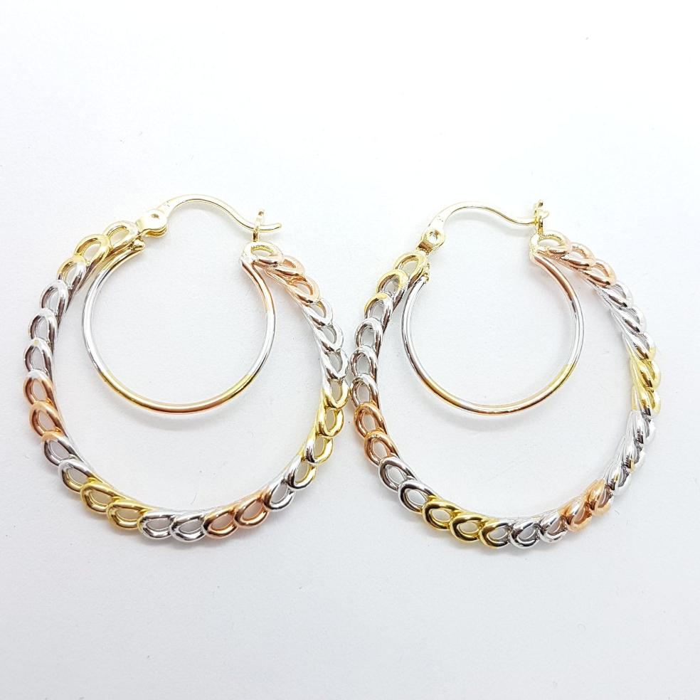 Tri Colour Hoop Earrings