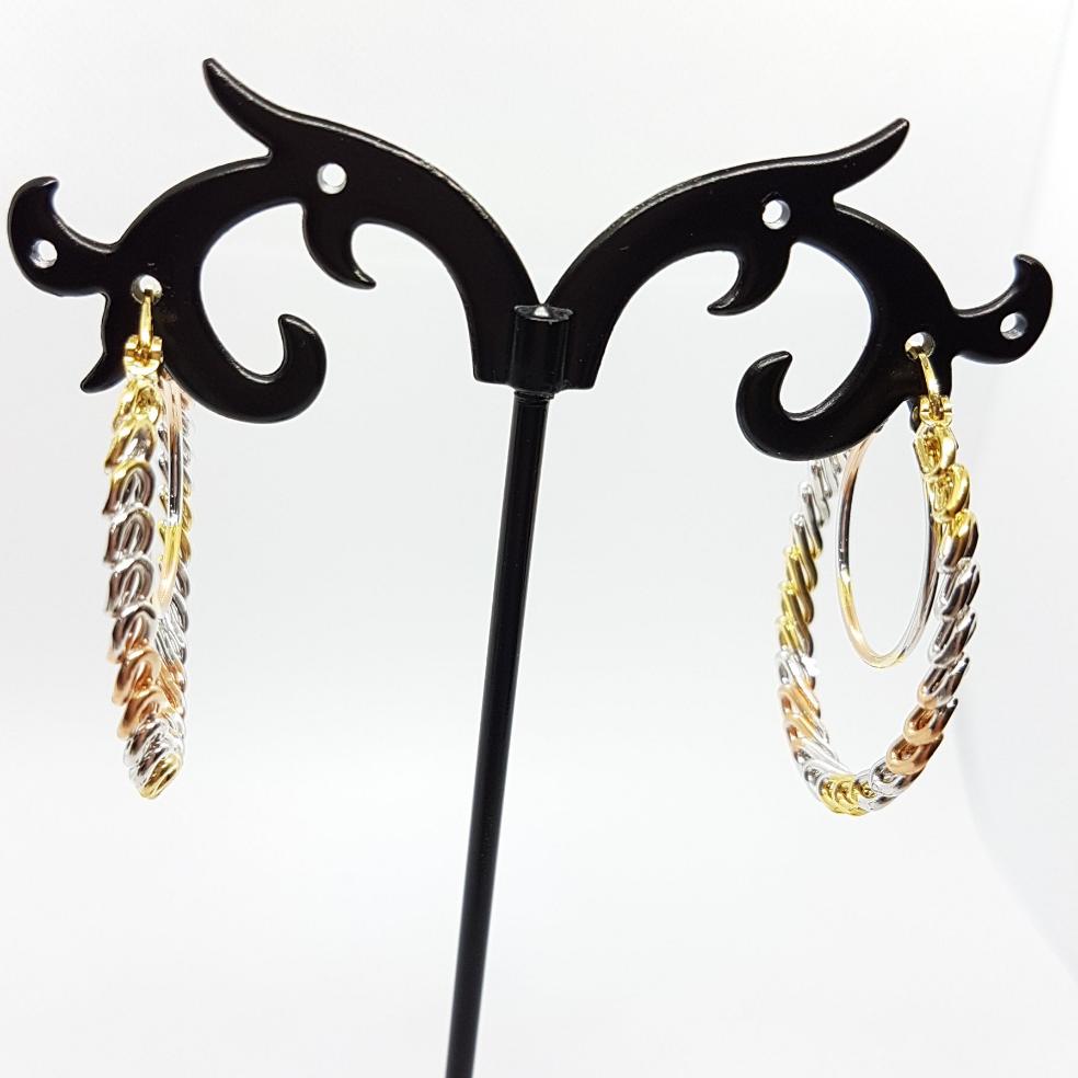 Tri Colour Hoop Earrings