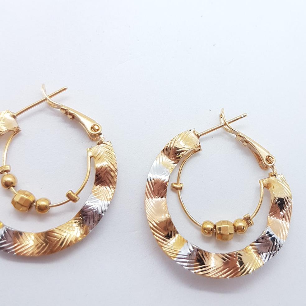 Tri Colour Wavy Hoop Earrings