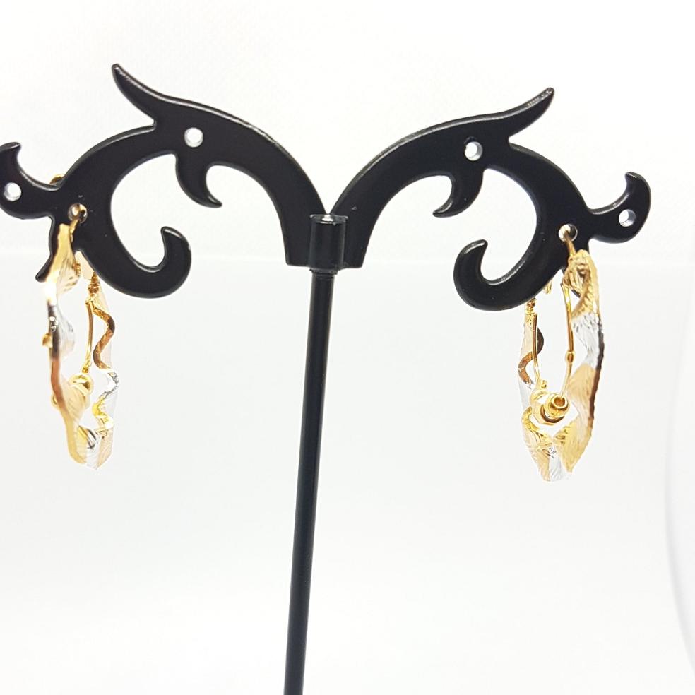 Tri Colour Wavy Hoop Earrings