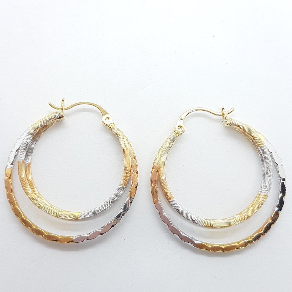 Tri Colour Triple Hoop Earrings
