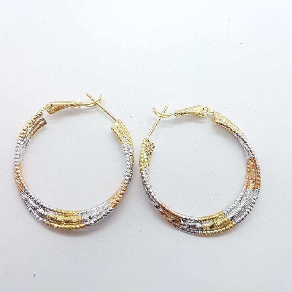 Tri Colour Twisted Hoop Earrings