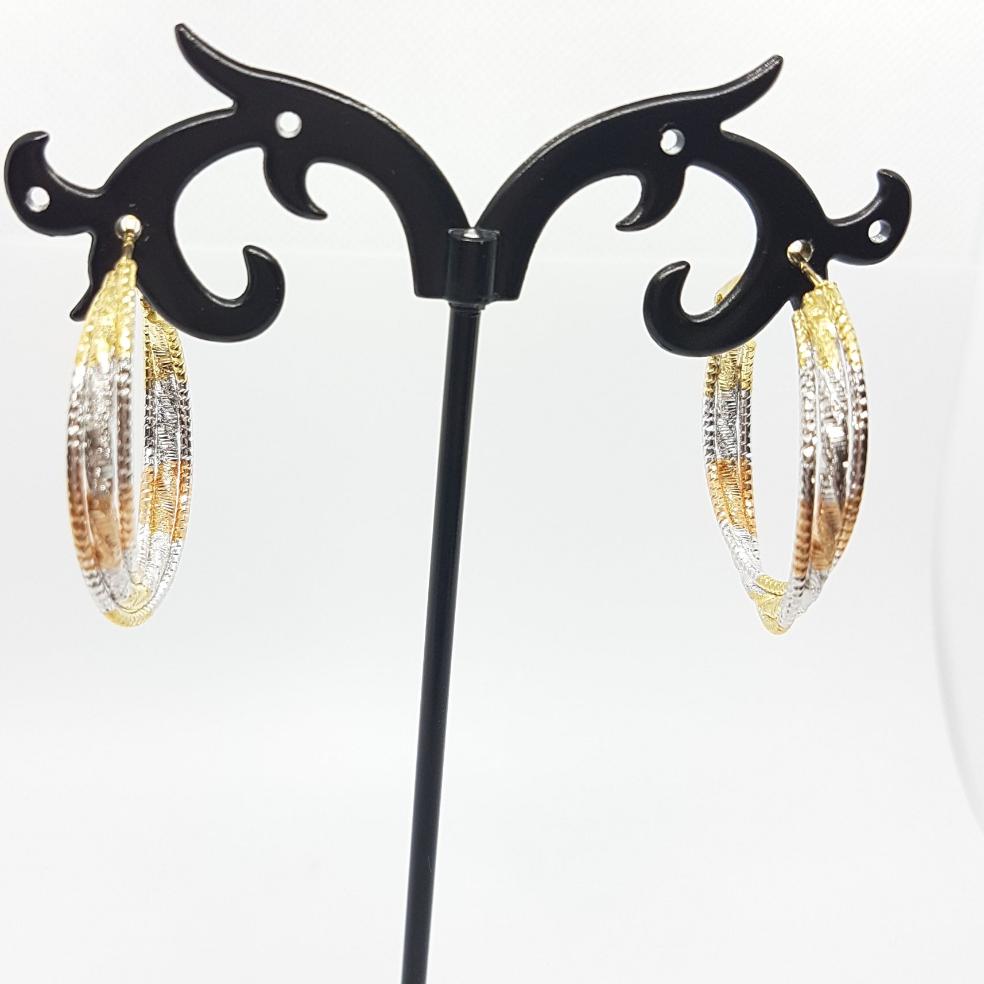 Tri Colour Twisted Hoop Earrings