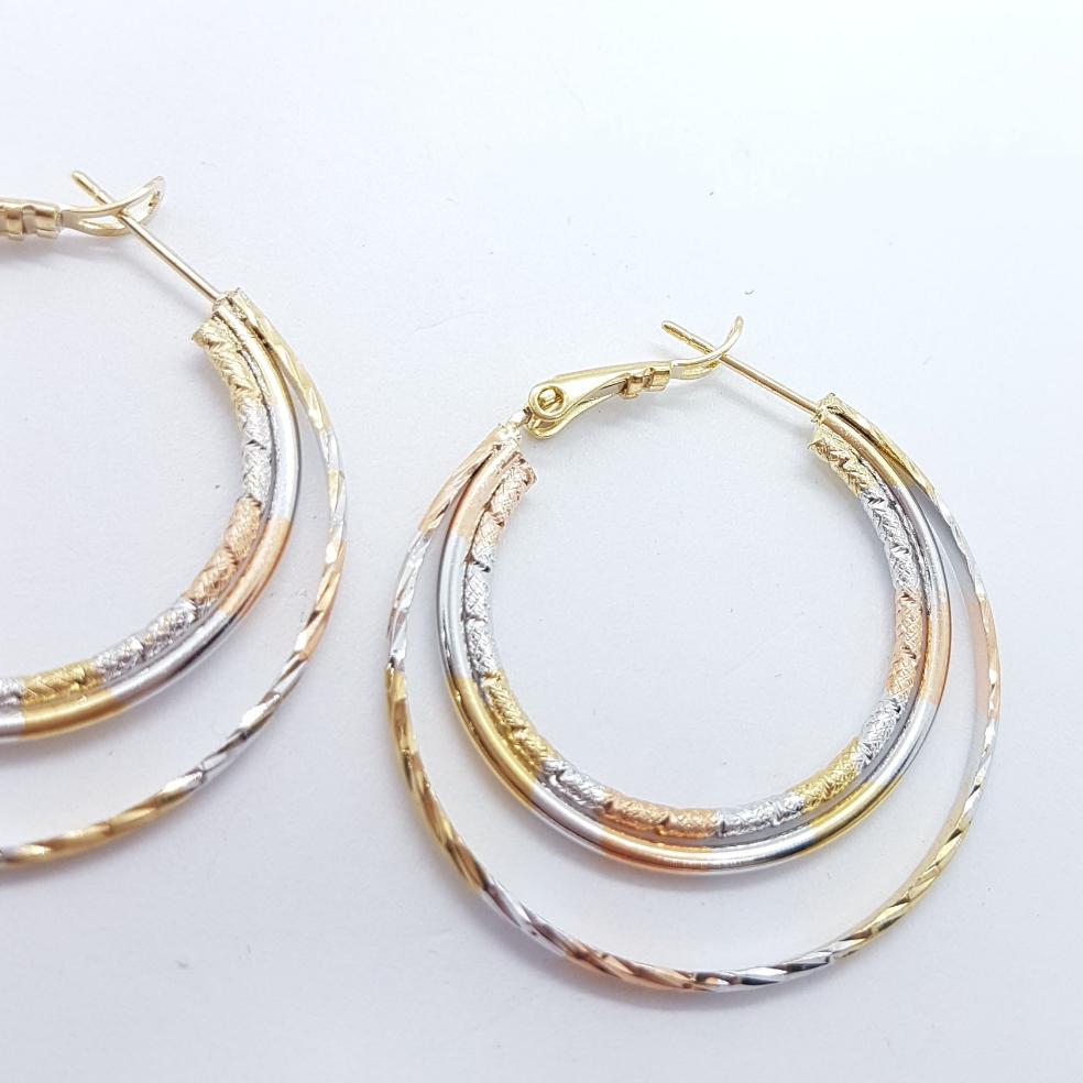 Tri Colour Hoop Earrings