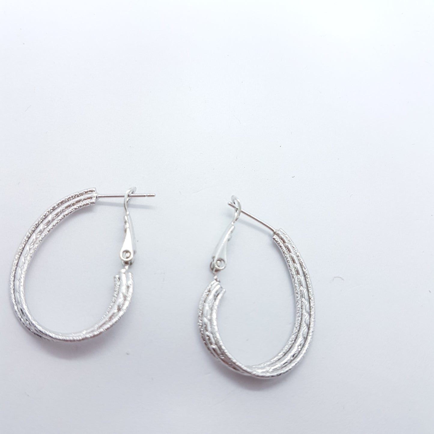 Silver Oval Hoop Earrings