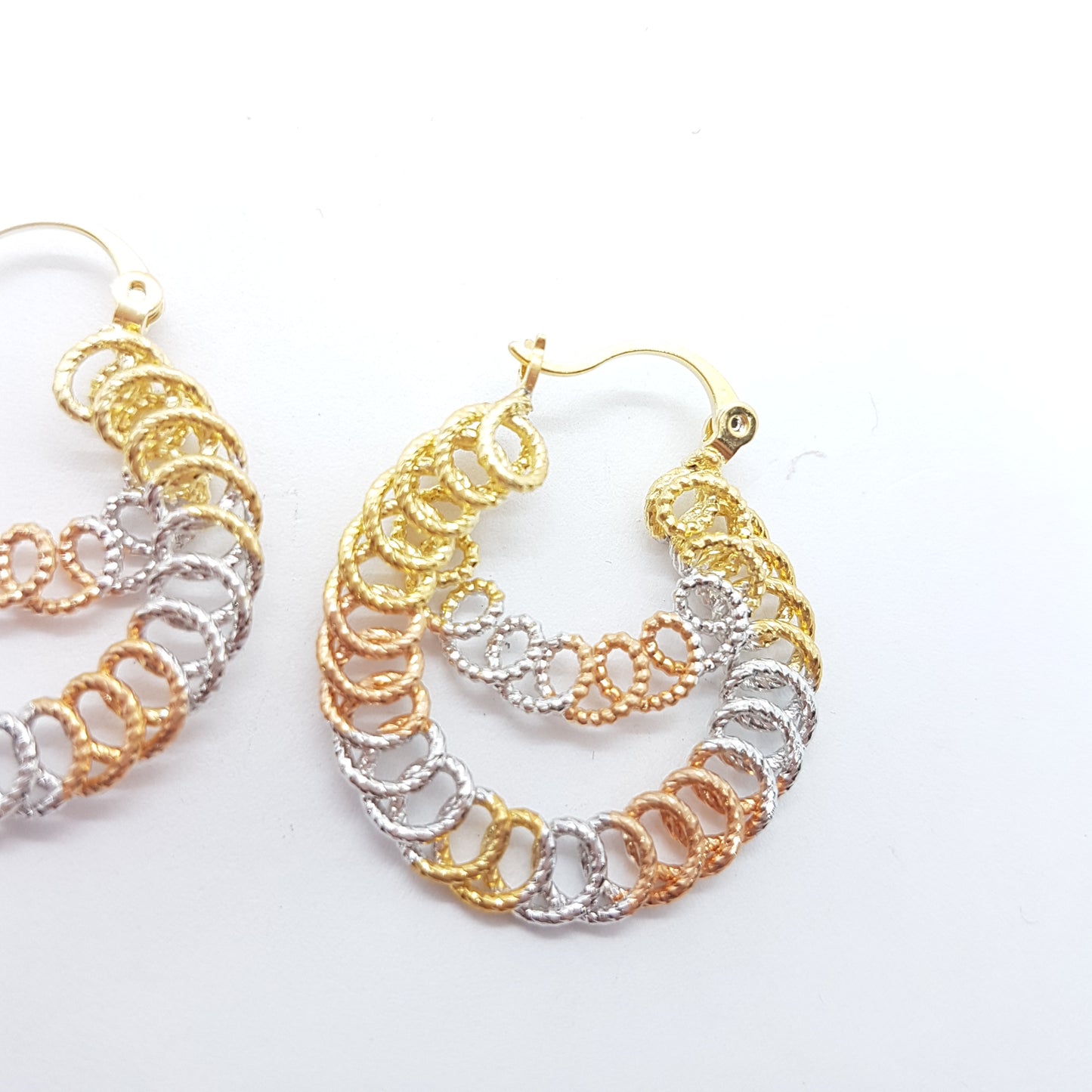 Tri Colour Twisted Hoop Earrings