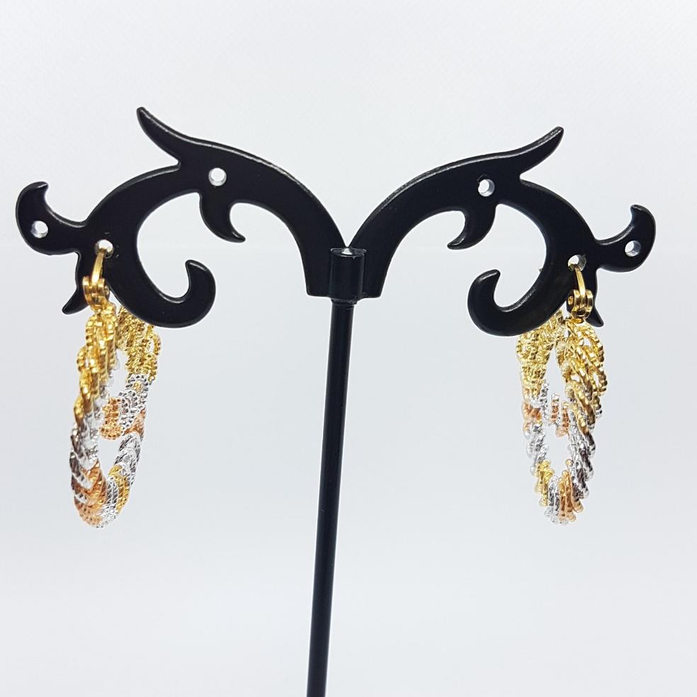 Tri Colour Twisted Hoop Earrings