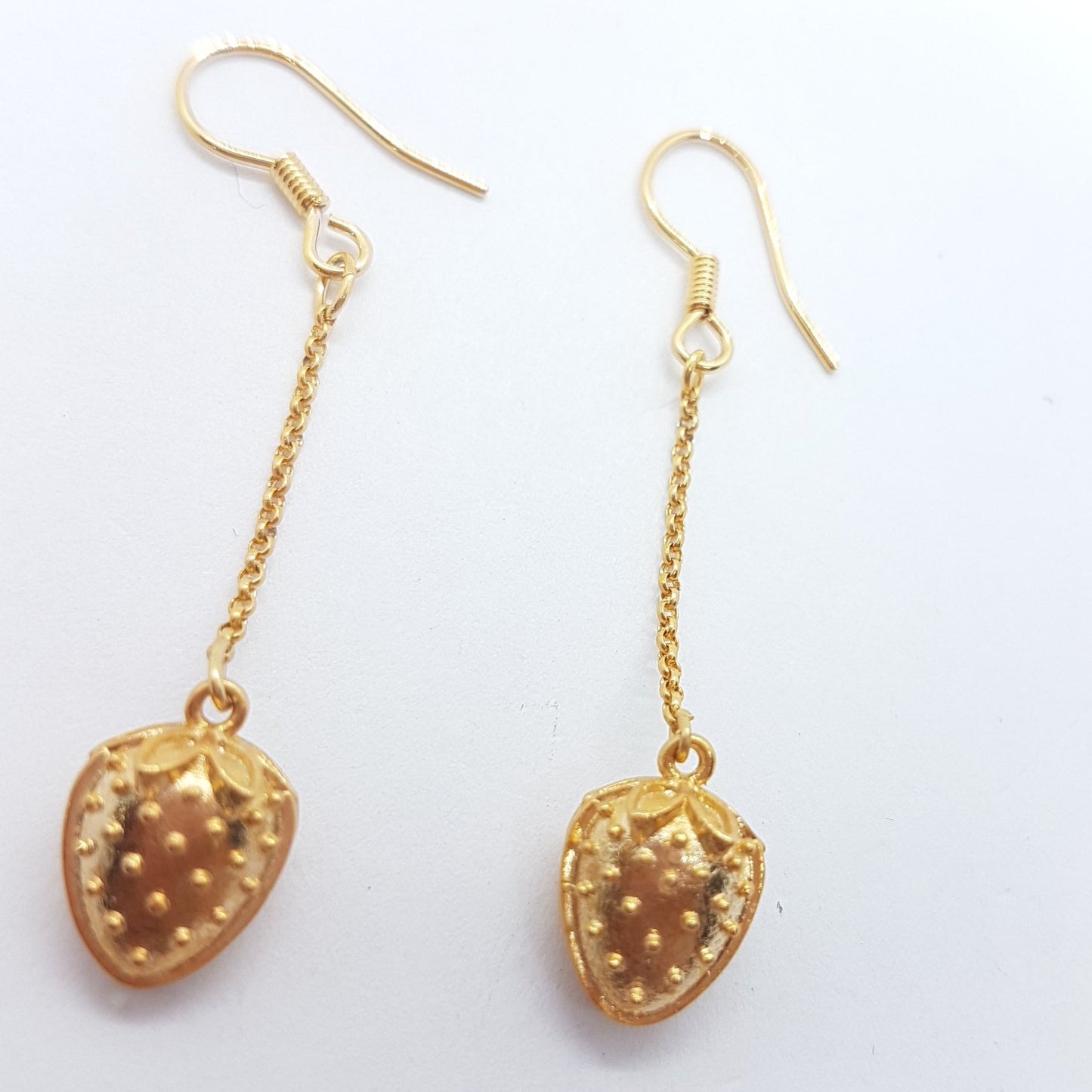 Gold Strawberry Earrings