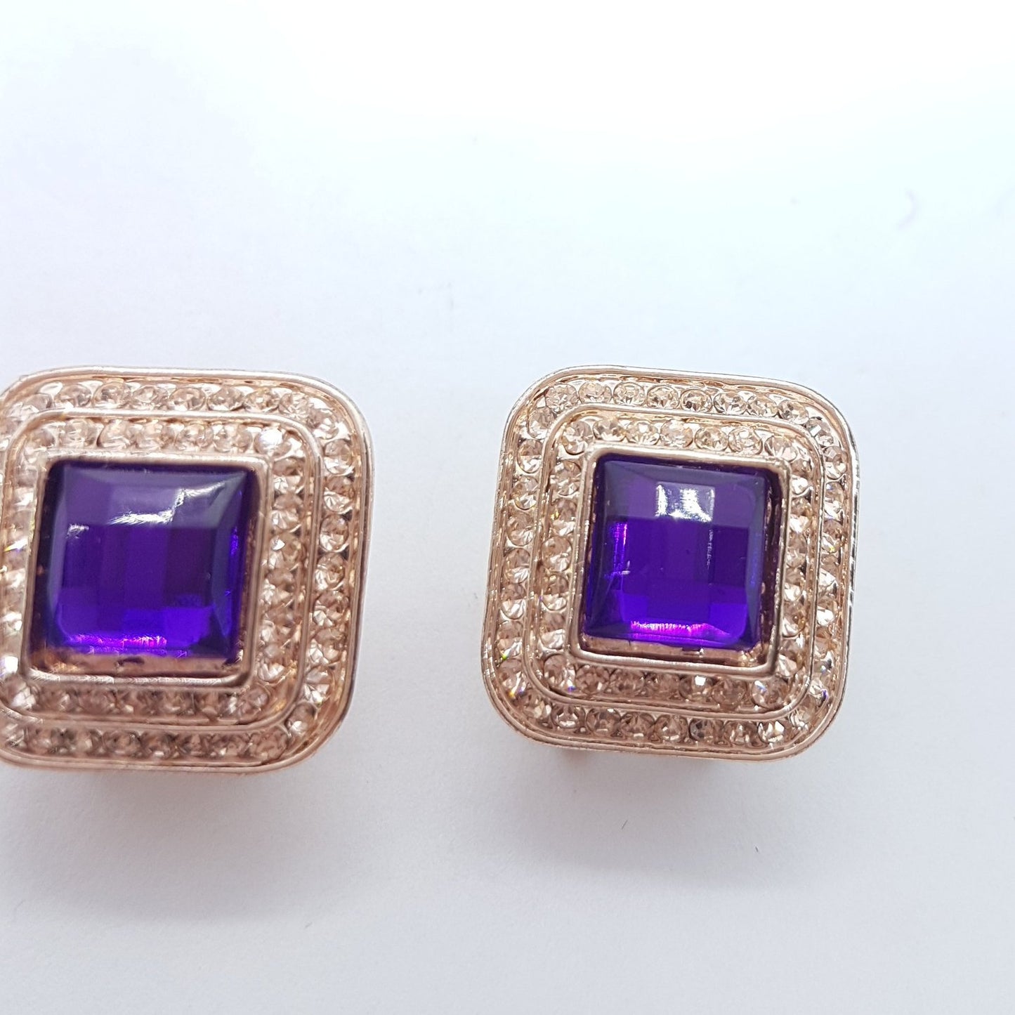 Purple Rhinestone Stud Earrings