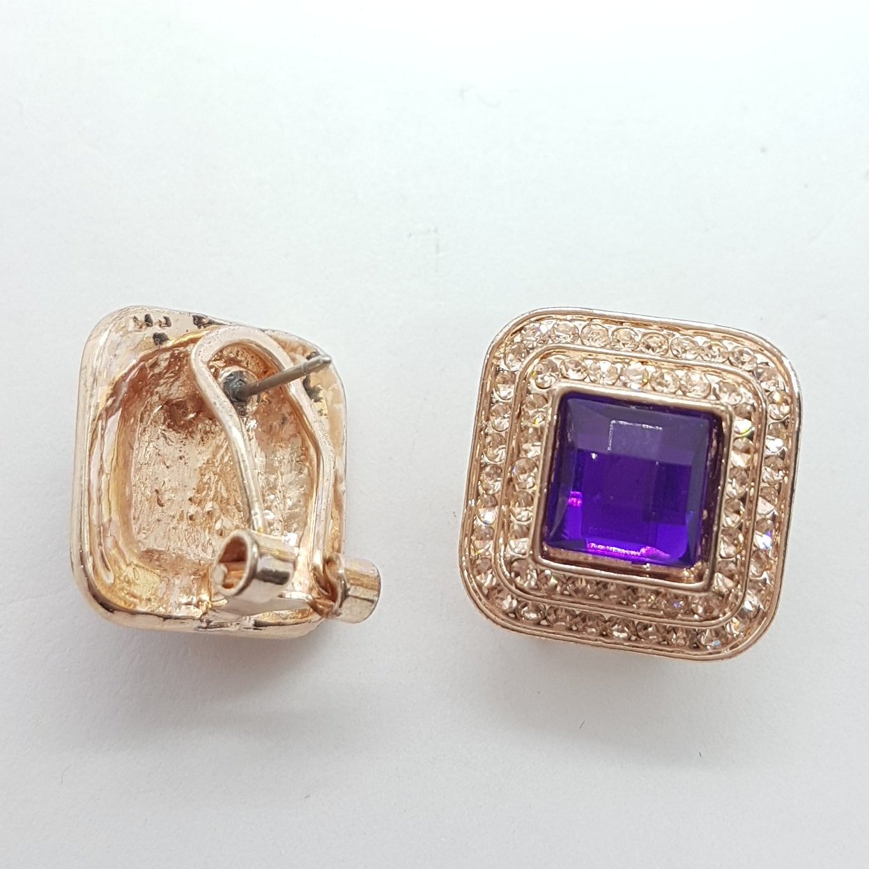 Purple Rhinestone Stud Earrings