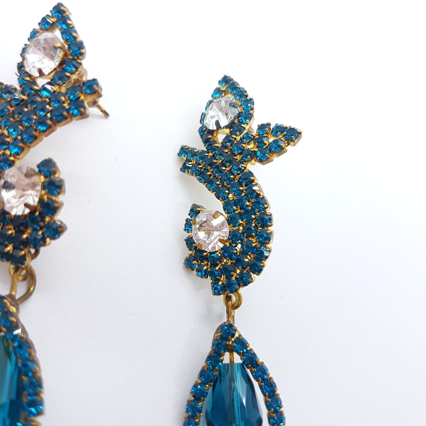 Blue Rhinestone Earrings
