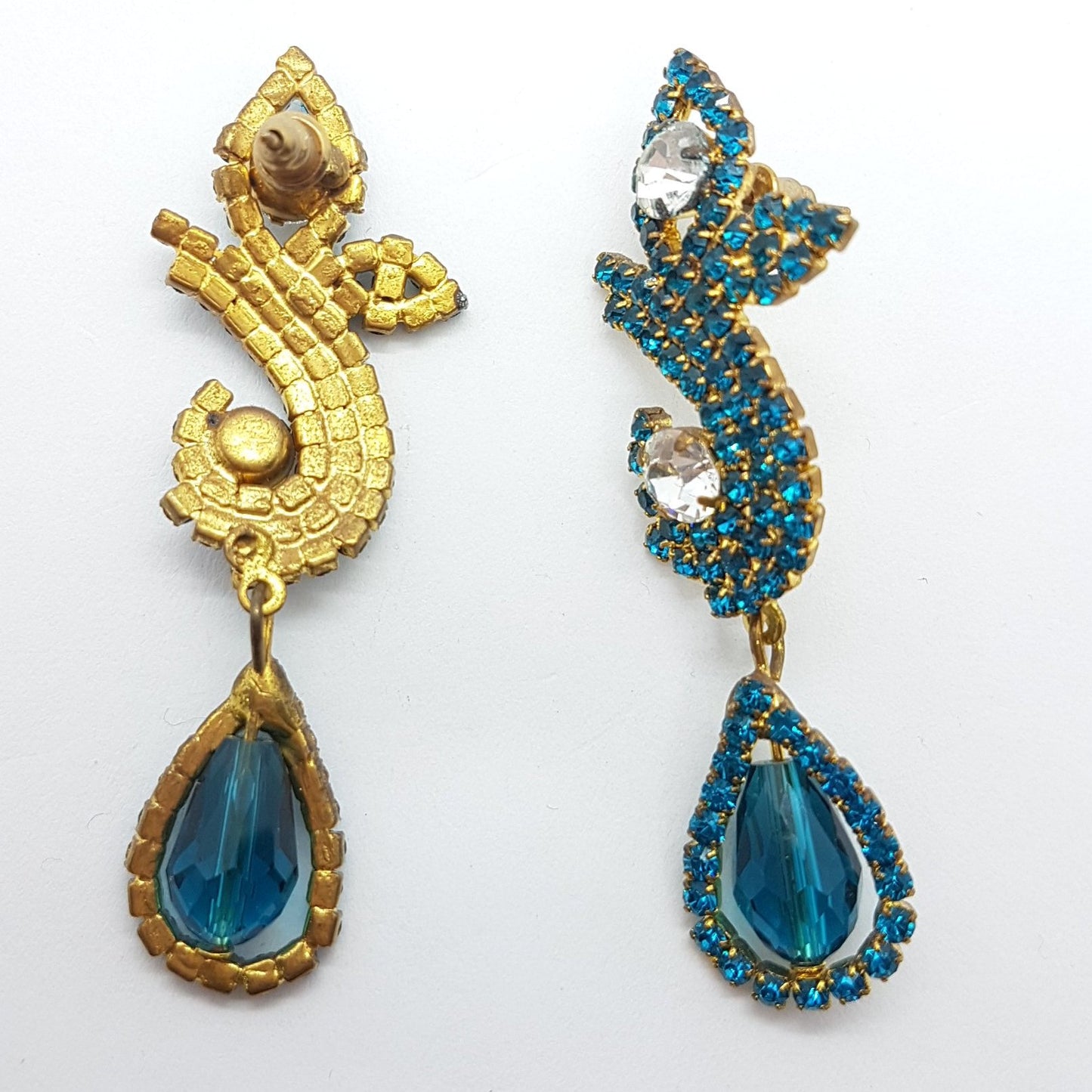 Blue Rhinestone Earrings