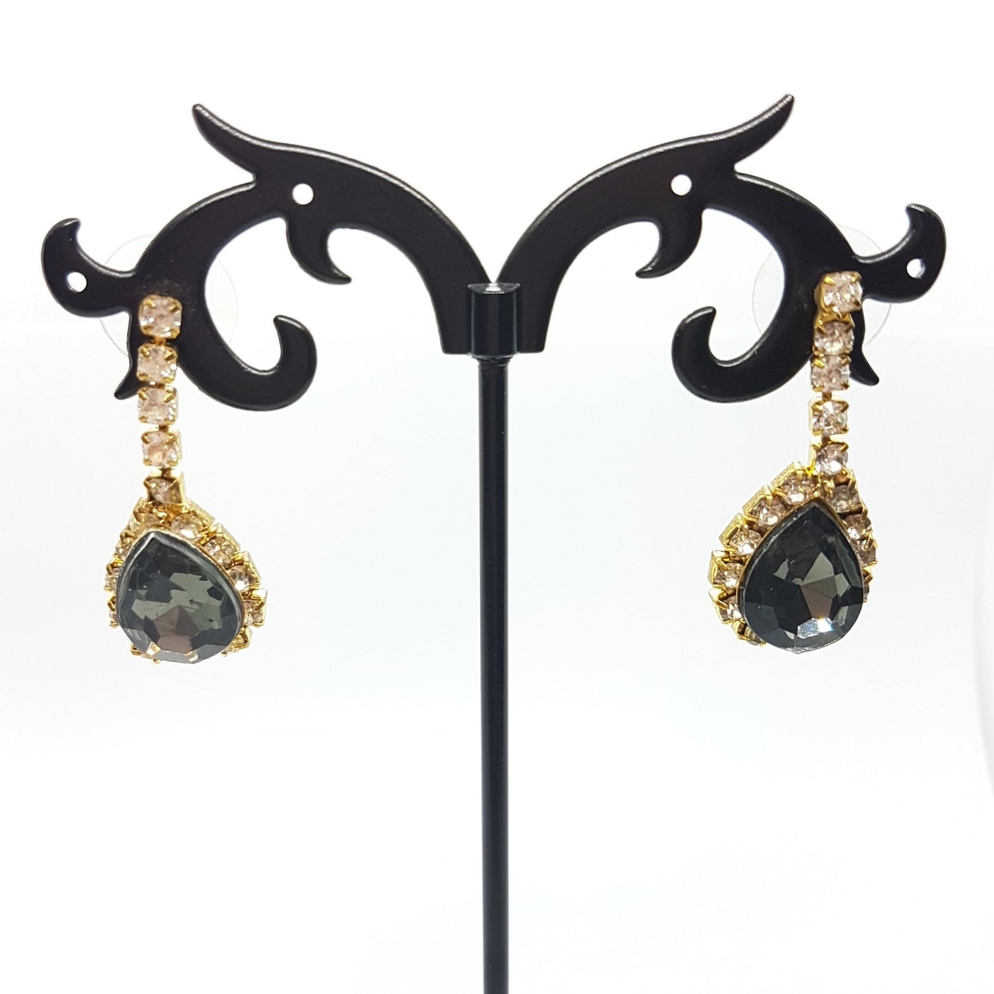 Grey Rhinestone Earrings