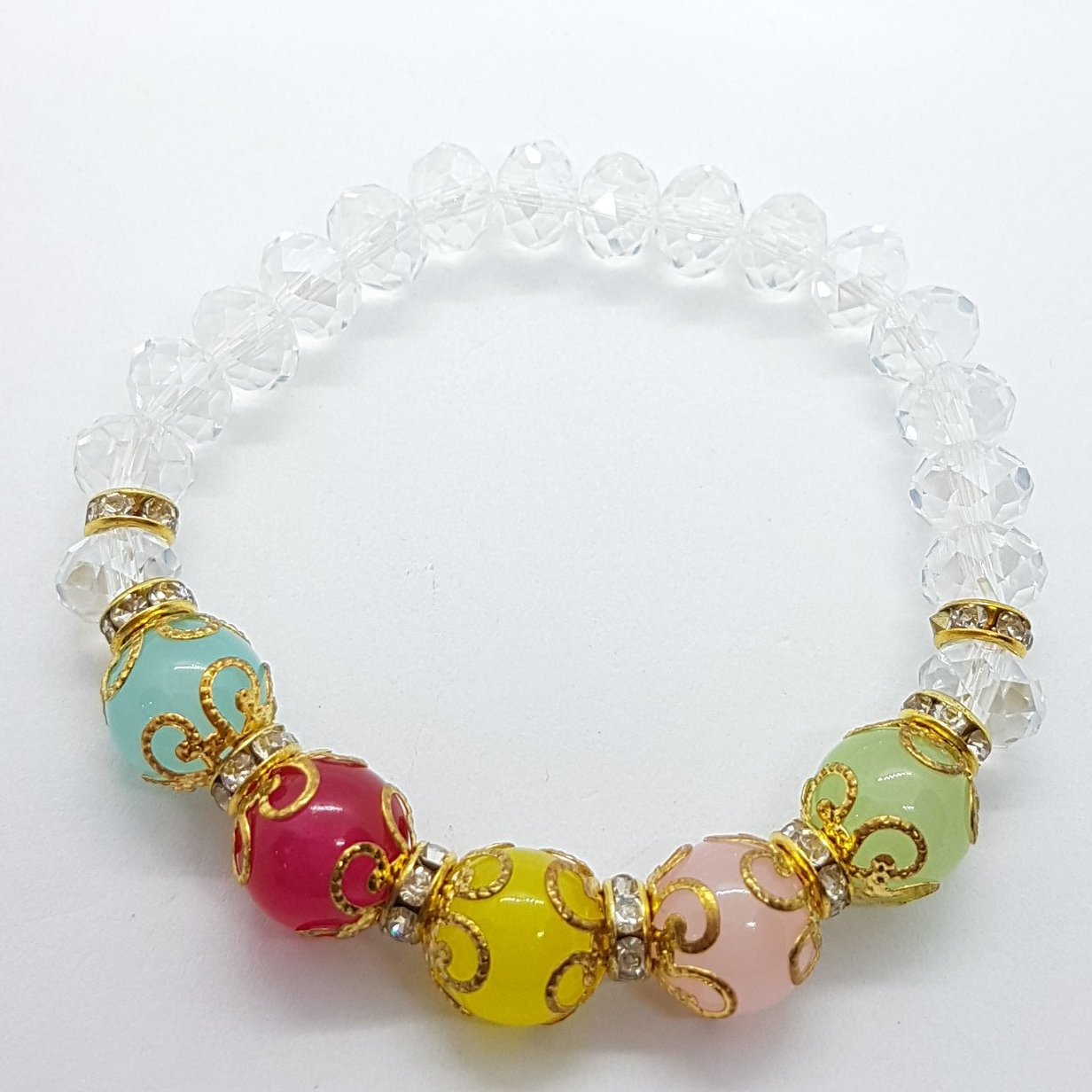 Multi Colour Beaded Stretch Bracelet