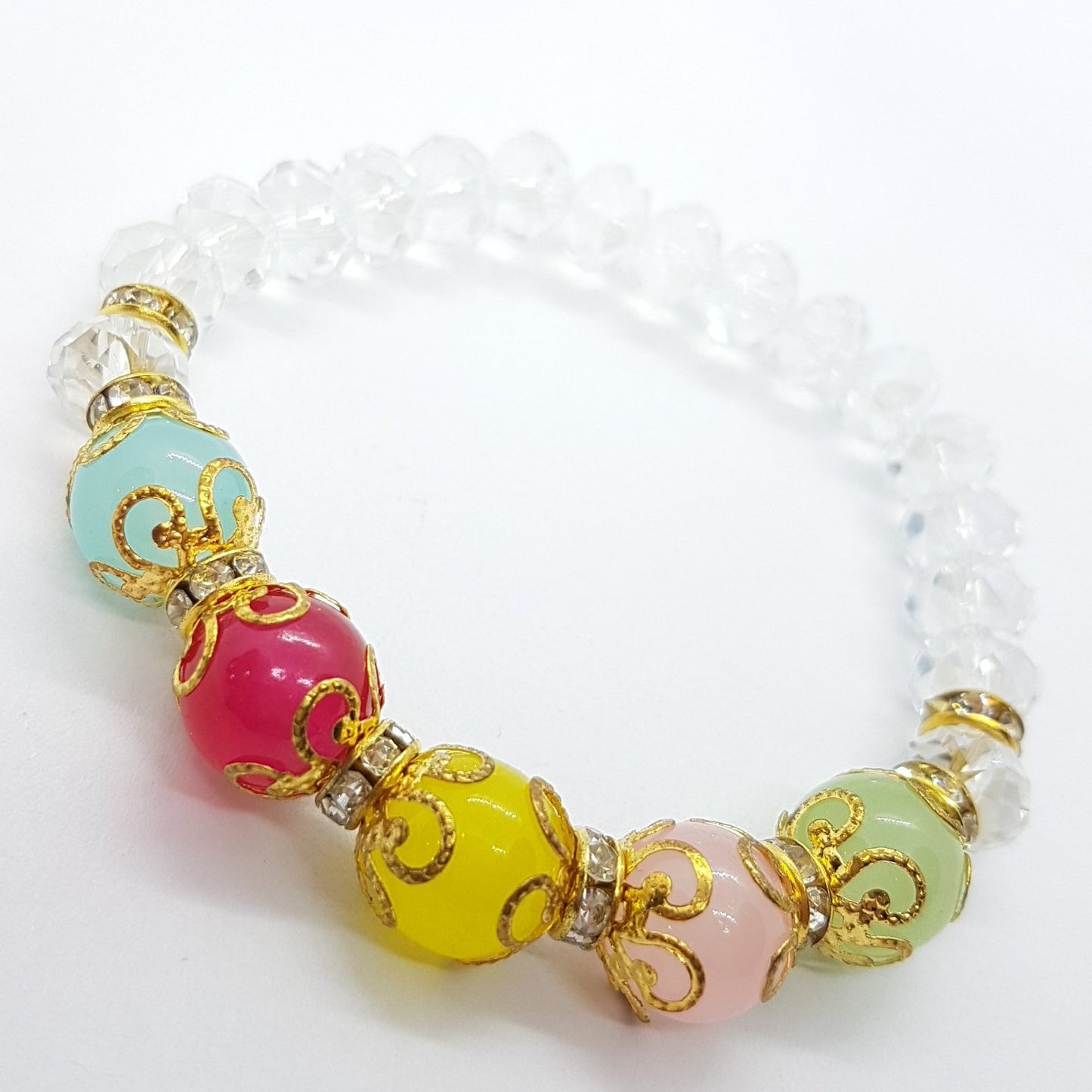 Multi Colour Beaded Stretch Bracelet