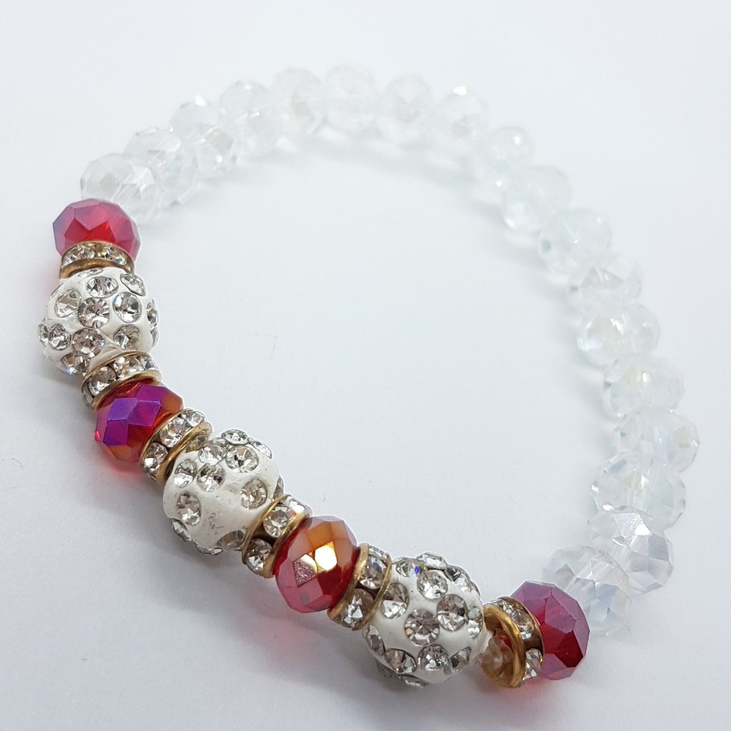 Red Crystal Stretch Beaded Bracelet