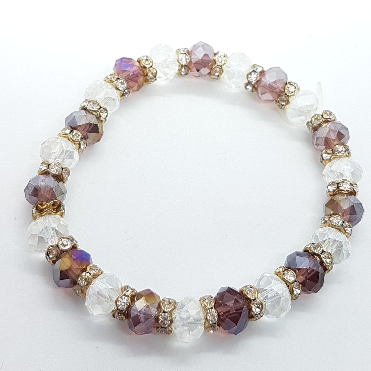 Purple Crystal Stretch Beaded Bracelet