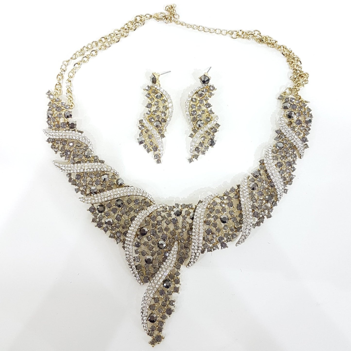 Grey Rhinestone Jewellery Set